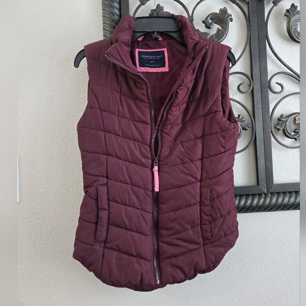Aeropostle Plum Quilted Puffer Vest